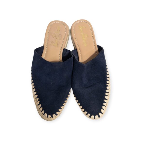 Sam Edelman Slip On Shoes Cork Sole Size 6.5 Navy Backless Mule Austin - Picture 4 of 7